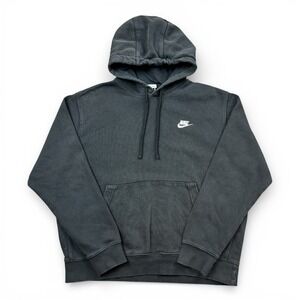 Nike Club Fleece Hoodie Men's Large Black Boxy Fit Workout Gym Sportswear